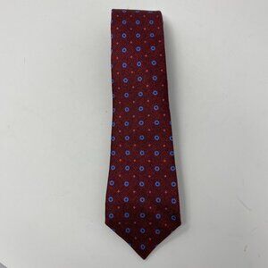 NEW kiton burgundy & blue print mens 100% silk neck tie